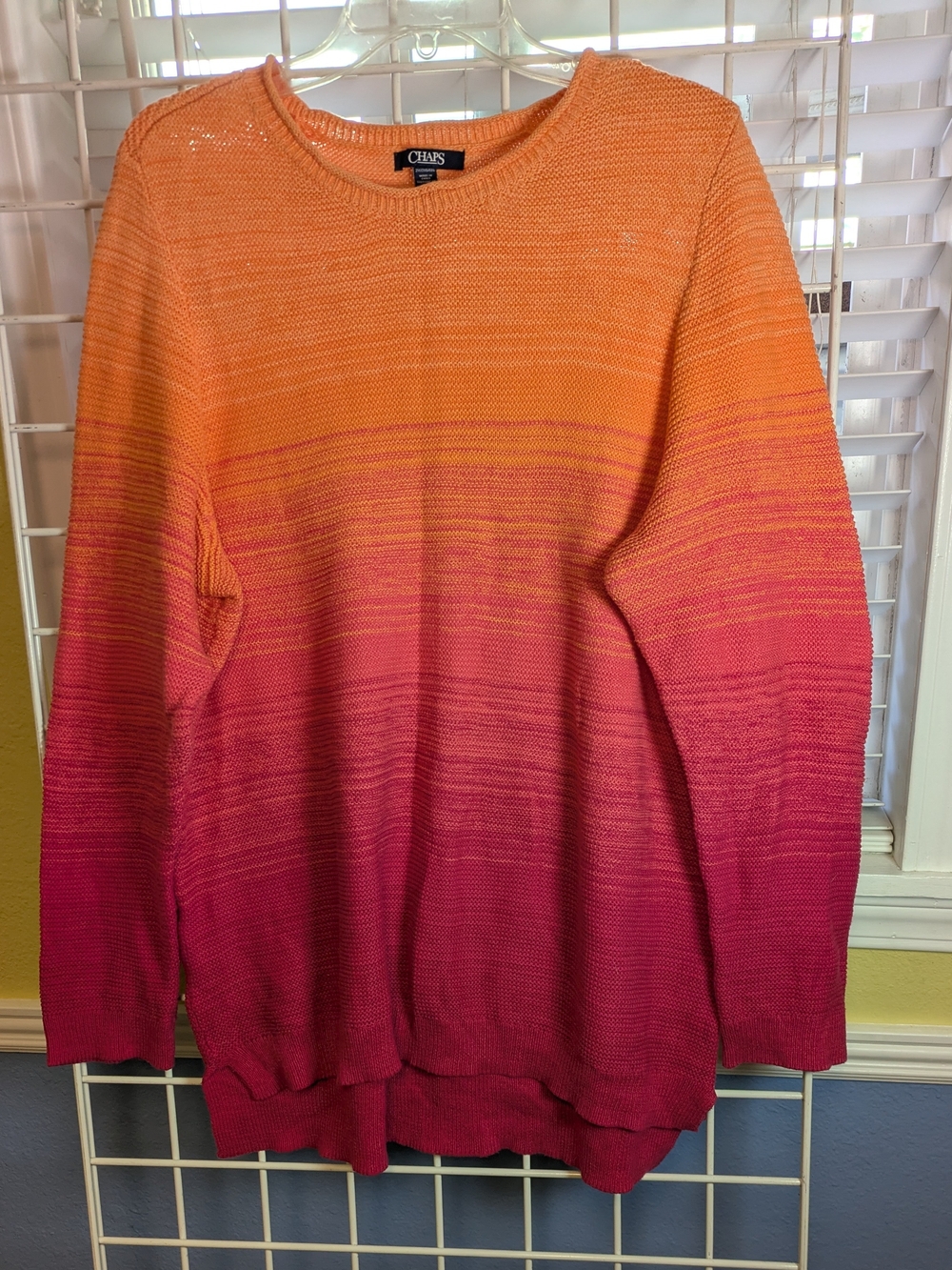 Chaps Women's Orange to Pink Crewneck Sweater